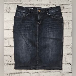 Mexx Dark Wash Denim Pencil Skirt Size XL Classic Casual Stretch